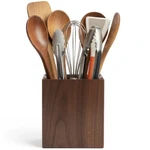 Walnut Utensil Holder For Kitchen Wood Crock. Fixed Price $60.58.