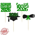 Gyufise 24PCS 2026 Grad Cupcake Toppers Glitter Green. Fixed Price $20.00.