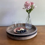 Mikasa Mango Wood Lazy Susan 17.5 Round Burnished Iron Vintage Rustic Style. Fixed Price $44.99.