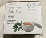 New Jalz Marble Base Salt Box / Condiment Bowl- Solid Wood Spoon. Fixed Price $14.00.