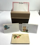 Vintage Recipe Box & Cards Rubbermaid Brown Plastic Hinged Holder Lid 2447. Fixed Price $22.00.