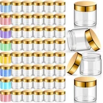Patelai 48 Pack 6 Oz Clear Plastic Jars With Gold Lids Refillable Storage Contai. Fixed Price $64.70.