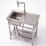 Stainless Steel Kitchen Utility Sink T-faucets Freestanding With Countertop. Fixed Price $134.99.