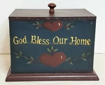 Vintage Tole Painted Recipe Box "god Bless This House" Crazy Mountain. Fixed Price $19.99.