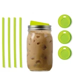 Jarware Green 82681 Wide Mouth Drink Lid And Straw, Set Of With Straws,. Fixed Price $29.69.