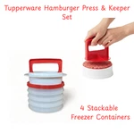 Tupperware Hamburger Patty Press & Keeper Set 4 Stackable Freezer Containers. Fixed Price $43.50.