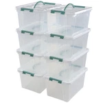 Kekow 14 Quart Latching Storage Box, Stackable Bin With Lid, 8 Pack. Fixed Price $49.99.