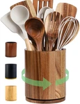 Wooden Utensil Holder, 360 Rotating 7.3'' Large For Kitchen Count. Fixed Price $37.99.