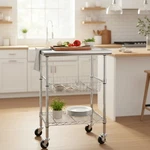 Elegant Stainless Steel Top Kitchen Utility Cart - Assembles Easily For Home Use. Fixed Price $249.10.