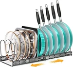 Mudeela Expandable Pots Pans Organizer Rack Under 12 Dividers, Black. Fixed Price $48.69.
