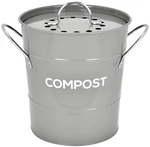 Spigo Steel Kitchen Compost Bin With Vented Charcoal Filter And Bucket, Grey, 1. Fixed Price $27.99.