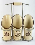 Pfaltzgraff Village 3 Crock Flatware Silverware Caddy Holder Basket 2008. Fixed Price $124.95.