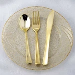 Gold Metallic Forks Spoons And Knives Sets - Disposable Tableware Silverware. Fixed Price $25.15.