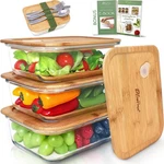 Ecopreps Glass Meal Containers W/ Bamboo Lids 3-PACK Microwave/oven Safe. Fixed Price $72.97.