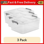 (3 Pack) Sterilite 12.7 Qt. Clear Modular Id Box, Gray Latches. Fixed Price $87.99.