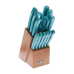 Oster Evansville 14 Piece Cutlery Set, Stainless Steel With Turquoise Handles -. Fixed Price $39.87.