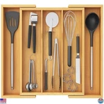 Expandable Bamboo Utensil Organizer For Kitchen Drawer, Adjustable Cutlery Tray. Fixed Price $47.03.