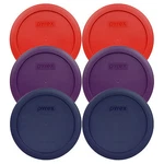 Pyrex 7201-PC 4 Cup (2) Red Purple Blue Round Plastic Storage Lids 6PK. Fixed Price $17.99.