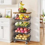 Fruit Basket Kitchen Pantry Organizers And Storage - Wooden Top 5 Tiers Black. Fixed Price $70.50.