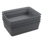 4-PACK Storage Basket Tray, Plastic Paper Gray. Fixed Price $27.93.