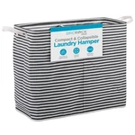 Birdrock Home Collapsible Double Laundry Hamper Basket - Grey & White Stripes.... Fixed Price $36.44.