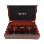 Tea Bag Organizer, Wooden Box With 8 Compartments, Solid Cover Cherry. Fixed Price $71.50.