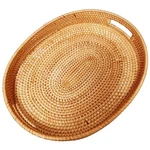 I-lan Oval Rattan X-large Breakfast Severing TRAY-17 Wicker Woven Food Storag.... Fixed Price $66.80.