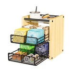 Wooden Tea Bag Organizer, Storage Box, Drawers, Natural Wood, Kitchen Counter. Fixed Price $33.25.