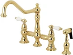 Kingston Brass KS3272PLBS Restoration 8" Bridge Kitchen Faucet Polished. Fixed Price $604.00.