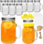 Qappda 16OZ Mason Jars With Handle, Glass Mugs Straws Silver Lids 12 Pa. Fixed Price $41.99.
