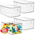 Primebox 4 Pack Clear Stackable Storage Bins With Lids. Fixed Price $80.99.