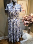 Nwt 2X Studio Women's Plus Size Blue Floral V-neck 3 Tiered Maxi Dress. Fixed Price $55.00.