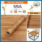 Wood Grain Peel And Stick Wallpaper For Kitchen Cabinets Surfaces Brown 1.... Fixed Price $13.34.