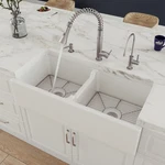 Alfi Brand AB3918DB 39" Smooth Thick Wall Fireclay Double Bowl Farm Sink. Fixed Price $1289.00.
