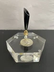 Vintage Lucite Acrylic 1967 Kennedy Half Dollar Paperweight Pencil Holder. Fixed Price $20.00.