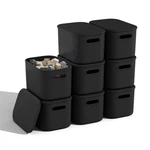 8 Pack Black Storage Bins With Lids For Shelves, Plastic Containers W.... Fixed Price $42.99.