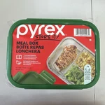 Pyrex Glass Meal Prep Container 3 Compartments Green Snap Lid 44 Oz. Fixed Price $10.00.