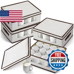 Uiifan 4 Pcs Mug Storage Box With Dividers 12 Compartment Stemware Cases. Fixed Price $73.48.