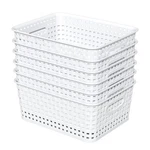 6-PACK Woven Plastic Storage Baskets, White Pantry. Fixed Price $30.25.