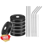 Uxcell 70MM Mason Jar Lids Black Straw Hole. Fixed Price $27.99.