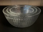 Vtg 3-PIECE Pyrex Clear Mixing Bowls Ribbed Nesting 7401-S 7402-S 7403-S. Fixed Price $19.99.