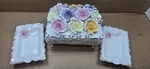 Vintage Lipper And Mann Porcelain Jewelry/trinket Box W/ROSES-1950'S Tray's. Fixed Price $13.99.