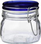 Bormioli Rocco Fido 17.5 Oz. Food Jar W/ Metal Clamp And Rubber Gasket, Blue Top. Fixed Price $16.99.
