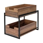 Seville Acacia Wood 2-TIER Sliding Storage Organization Baskets 9"X14"X12.5". Fixed Price $48.85.