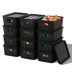 Orgidol Plastic Storage Basket With Lids 12 Pack Stackable Black Bins Co. Fixed Price $55.04.