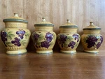 Casa Vero By Ack Grape Pattern Canisters Set Of Four Hand Painted Gold Glaze. Fixed Price $99.00.
