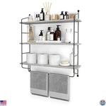 Sorbus Gray 3-TIER Floating Bathroom Shelves Wood Wall Storage For Towels &. Fixed Price $93.60.