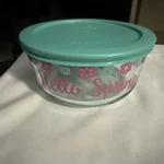 Pyrex /corral 4 Cup Storage Bowl With Teal Lid ,hello Spring Pink Flowers!. Fixed Price $22.22.