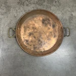 Antique Rustic Copper French Gratin Pan Hand Hammered Round 12". Fixed Price $25.00.