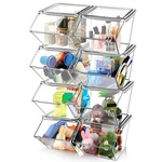 Yerliker 8 Pcs Clear Plastic Storage Bins With Lids Large Stackable Pantry St.... Fixed Price $66.91.